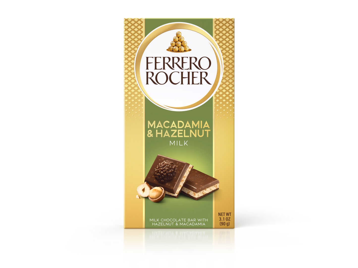 Ciocolată cu Lapte, Nuci de Macadamia și Alune de Pădure Ferrero Rocher 90g