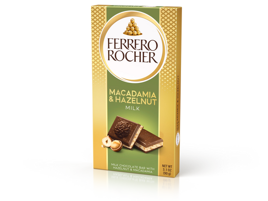 Ciocolată cu Lapte, Nuci de Macadamia și Alune de Pădure Ferrero Rocher 90g