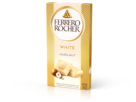 Ciocolată Albă Ferrero Rocher cu Alune de Pădure 90g | Prandium.ro