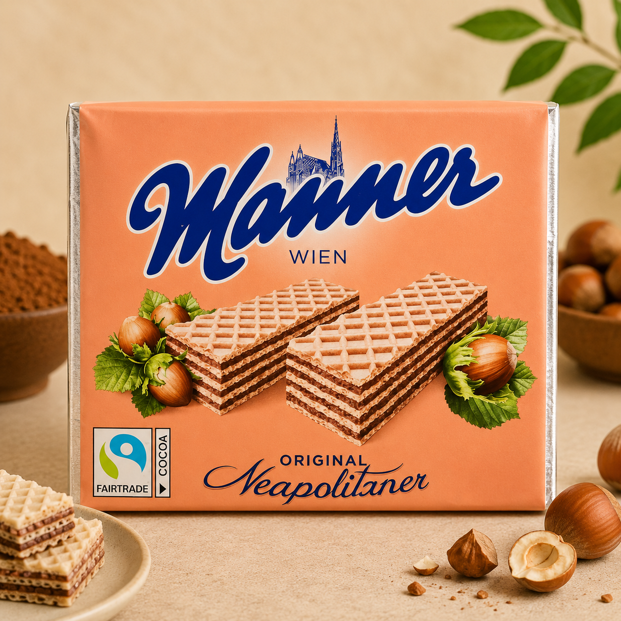 Manner Neapolitaner – Napolitane cu Cremă de Alune, 75 g