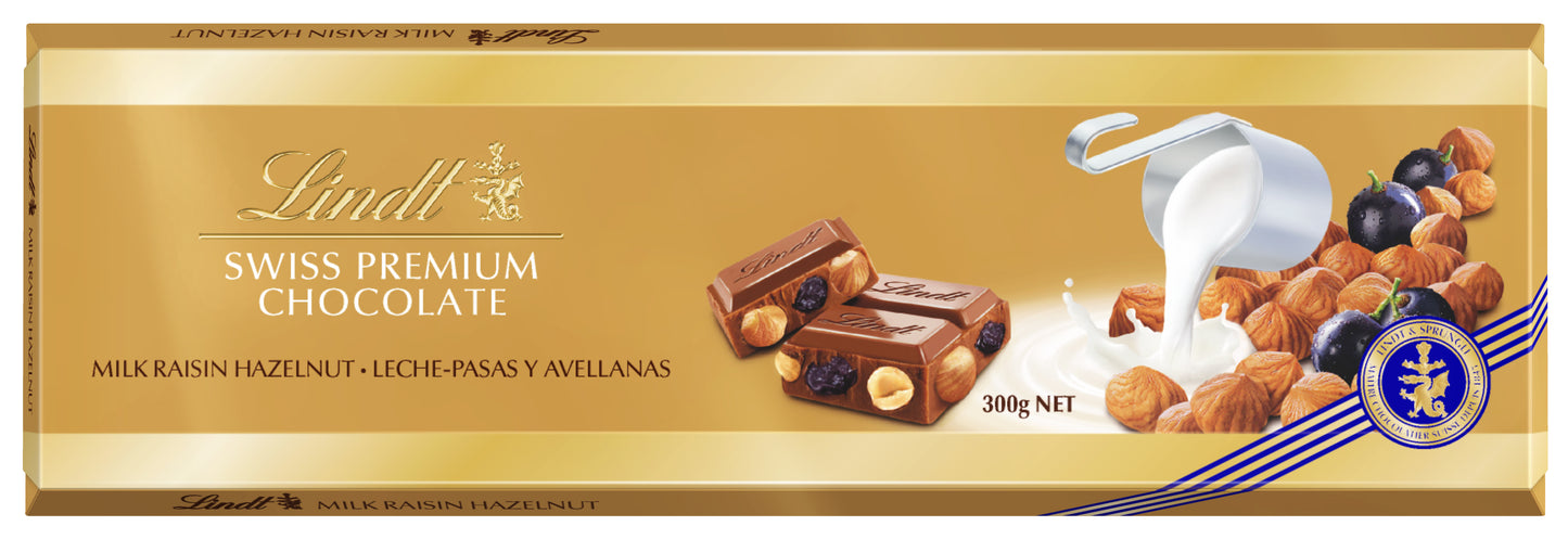 Ciocolată cu Lapte, Stafide și Alune Lindt 300g