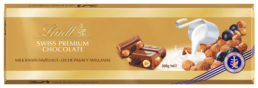 Ciocolată cu Lapte, Stafide și Alune Lindt 300g