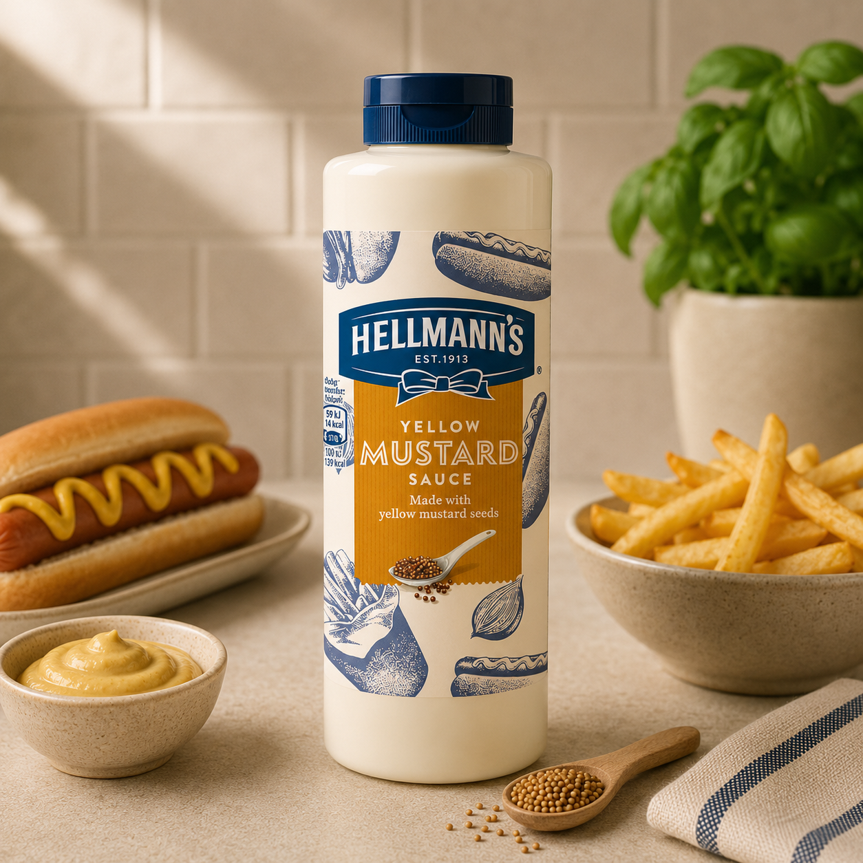 Sos de Muștar Hellmann’s Yellow Mustard, 880g
