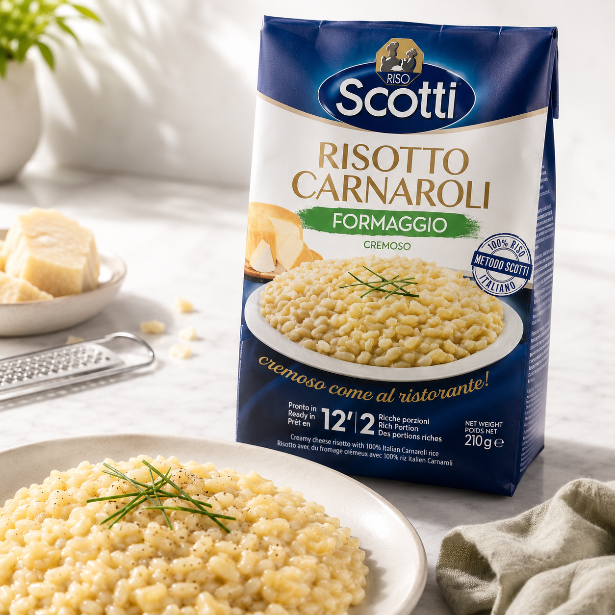 Riso Scotti – Risotto Carnaroli cu Brânză Cremoasă, 210 g
