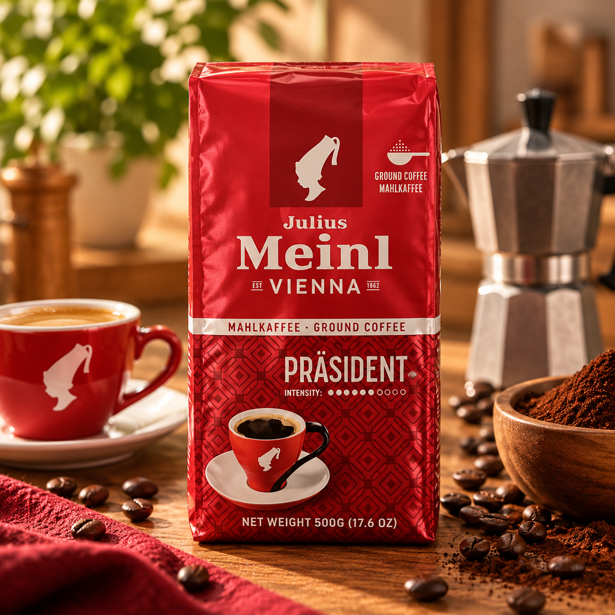Julius Meinl Präsident 500 g – Cafea Măcinată, Intensitate Ridicată