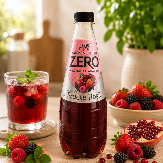 San Benedetto Zero Cu Fructe Roșii, Fără Zahăr Adăugat, 0,75 L