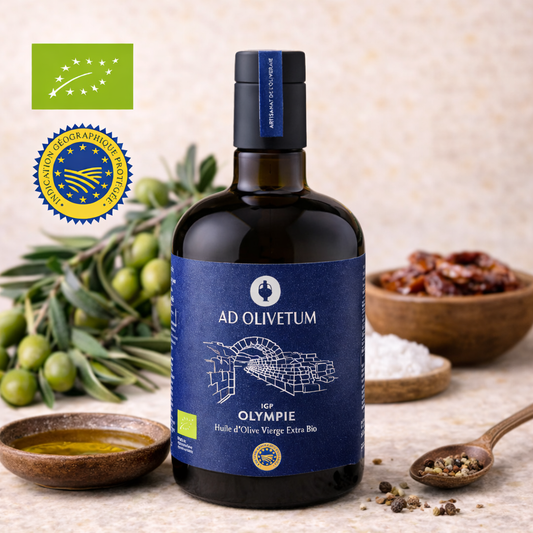 Ulei de măsline extravirgin PGI Olympia organic – Ad Olivetum (500 ml)