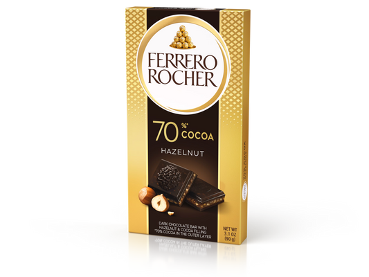 Ciocolată Neagră 70% cu Alune de Pădure Ferrero Rocher 90g