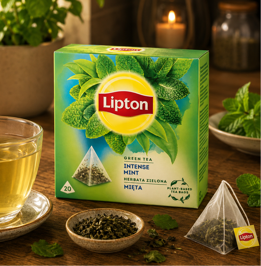Lipton Intense Mint – Ceai verde cu mentă, 20 plicuri