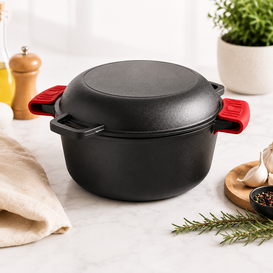 Oală din Fontă Dutch Oven 26 cm pentru Pâine, Fripturi și Slow Cooking