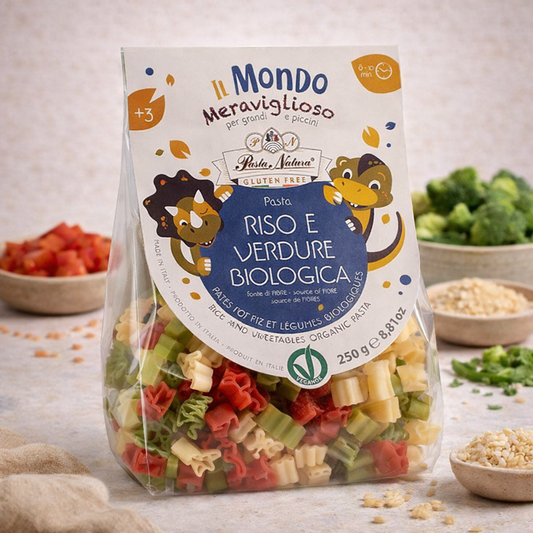 Paste Bio Fără Gluten din Orez, Sfeclă și Spanac – Dinozauri 250g