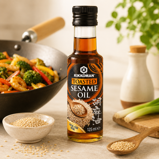 Ulei Premium de Susan Prăjit Kikkoman 125ml – aromă intensă, perfect pentru wok, ramen și dressinguri asiatice