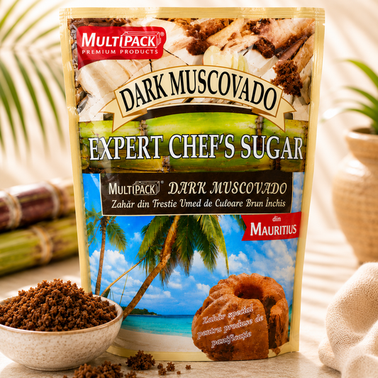 Zahăr Muscovado Dark din Trestie de Zahăr Nerafinat 500g – Ideal pentru Patiserie, Torturi și Biscuiți