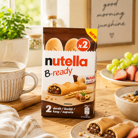 Nutella B-Ready – Baton crocant cu cremă de alune și cacao, 2 bucăți (44 g)