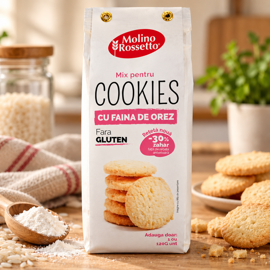 Molino Rossetto Mix pentru Cookies cu Făină de Orez, Fără Gluten – 300 g