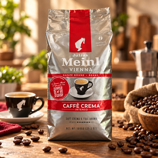 Julius Meinl Caffè Crema Intenso 1 kg – Cafea Boabe, Aromă Intensă și Cremă Catifelată