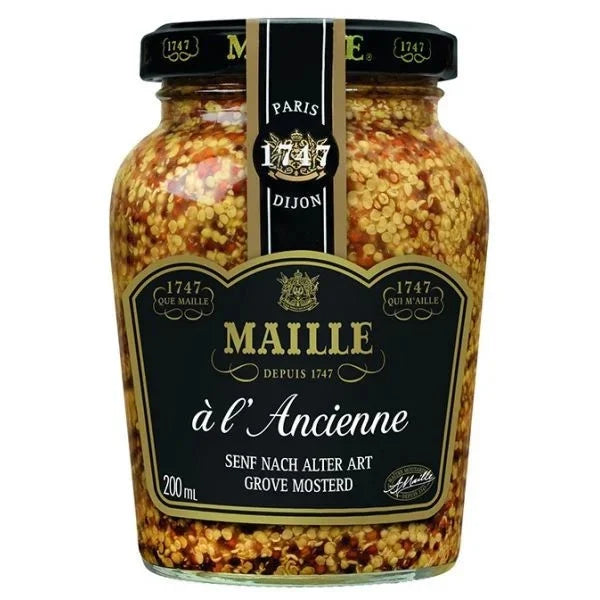 Muștar Maille à l’Ancienne 210g – Dijon cu Boabe, Gust Rustic și Elegant