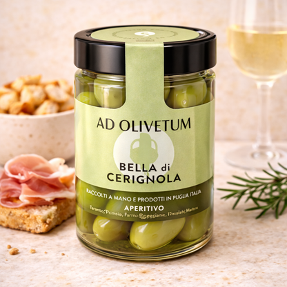 Măsline verzi Bella di Cerignola în saramură – gourmet Ad Olivetum (200 g)
