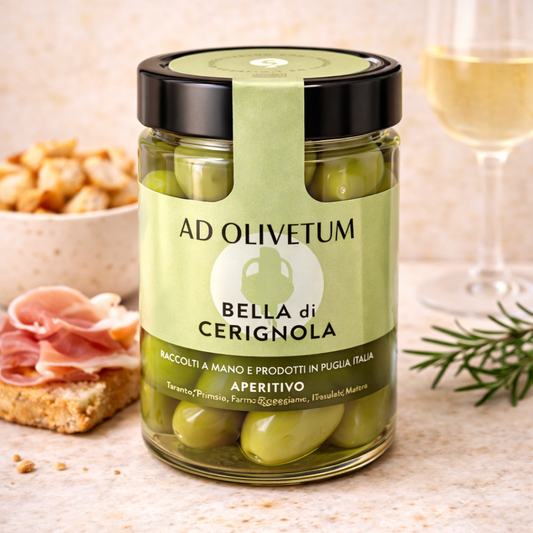 Măsline verzi Bella di Cerignola în saramură – gourmet Ad Olivetum (200 g)