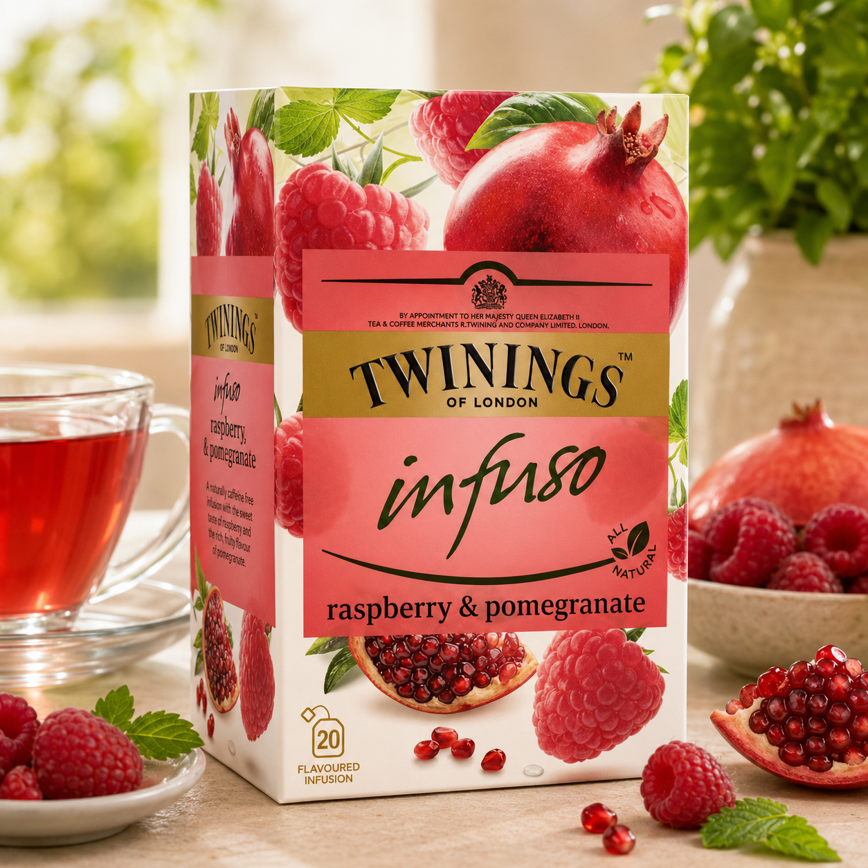 Ceai Premium Cu Zmeură Și Rodie Twinings Infuso, 20 Plicuri