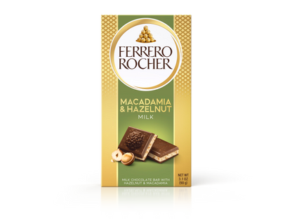 Ciocolată cu Lapte, Nuci de Macadamia și Alune de Pădure Ferrero Rocher 90g