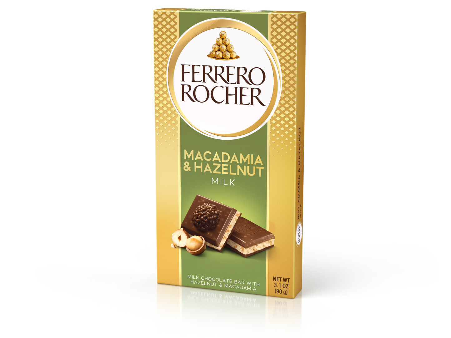 Ciocolată cu Lapte, Nuci de Macadamia și Alune de Pădure Ferrero Rocher 90g