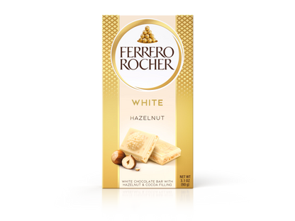 Ciocolată Albă Ferrero Rocher cu Alune de Pădure 90g | Prandium.ro