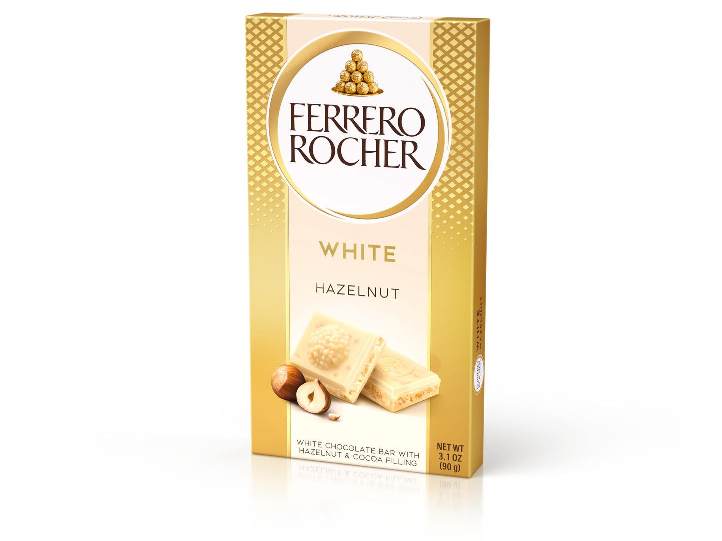 Ciocolată Albă Ferrero Rocher cu Alune de Pădure 90g | Prandium.ro