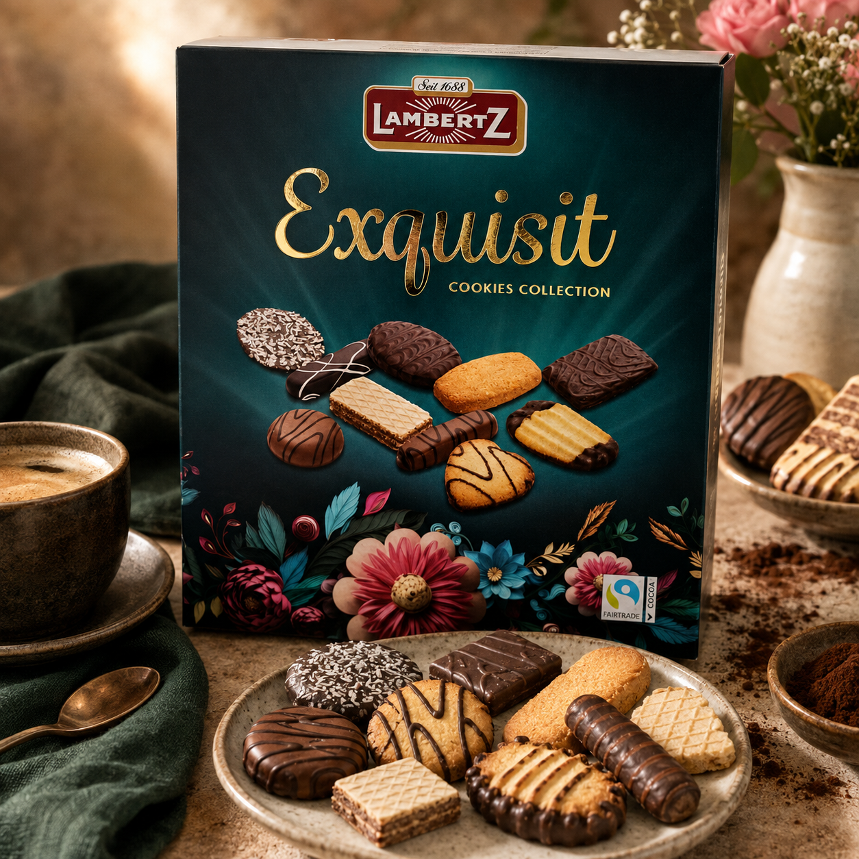 Lambertz Exquisit – Fursecuri Asortate cu Ciocolată și Ciocolată cu Lapte, 200 g