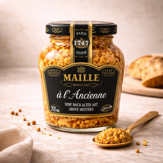 Muștar Maille à l’Ancienne 210g – Dijon cu Boabe, Gust Rustic și Elegant
