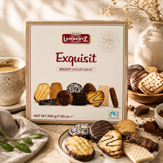 Lambertz Exquisit – Biscuiți Asortați cu Ciocolată și Ciocolată cu Lapte, 200 g