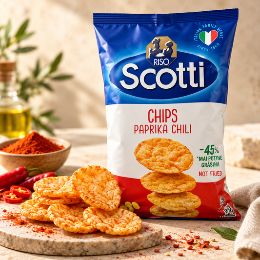 Riso Scotti – Chips de Orez cu Paprika și Chili, 80 g