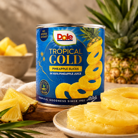 Dole Tropical Gold – Felii de Ananas în Suc de Ananas, 432 g