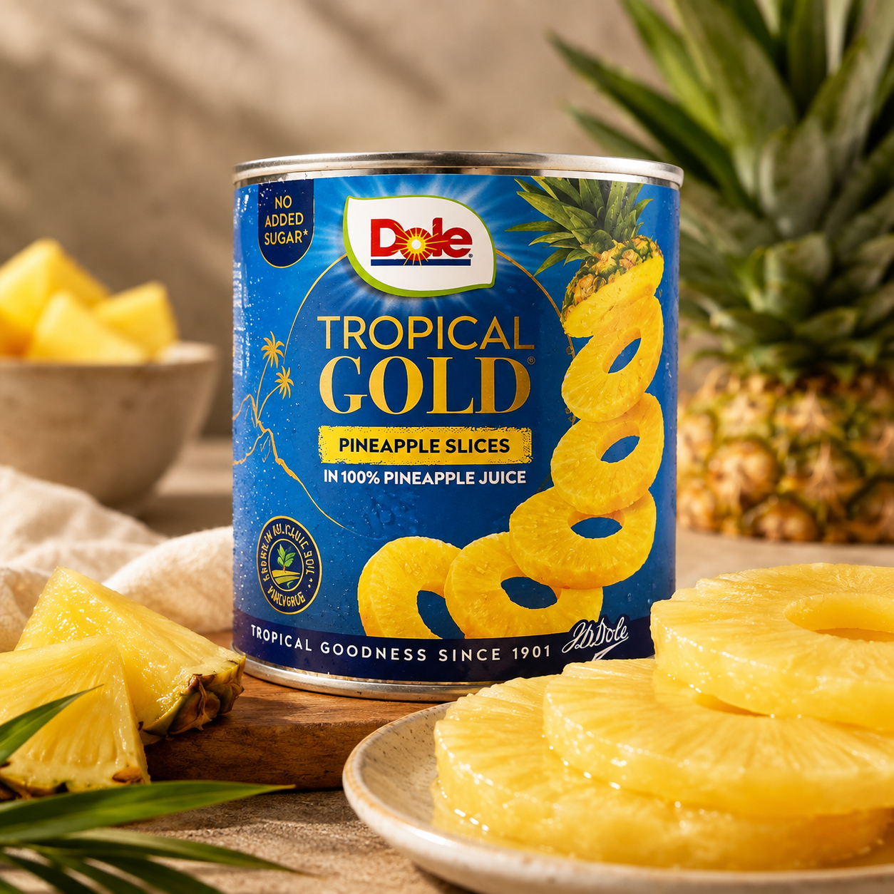 Dole Tropical Gold – Felii de Ananas în Suc de Ananas, 432 g