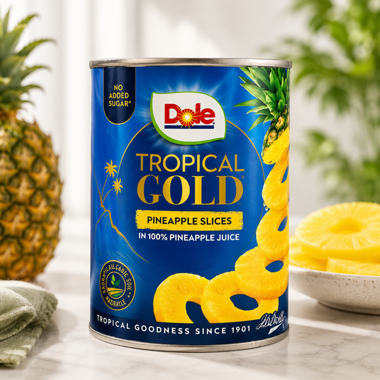 Dole Tropical Gold – Felii de Ananas în Suc de Ananas, 567 g