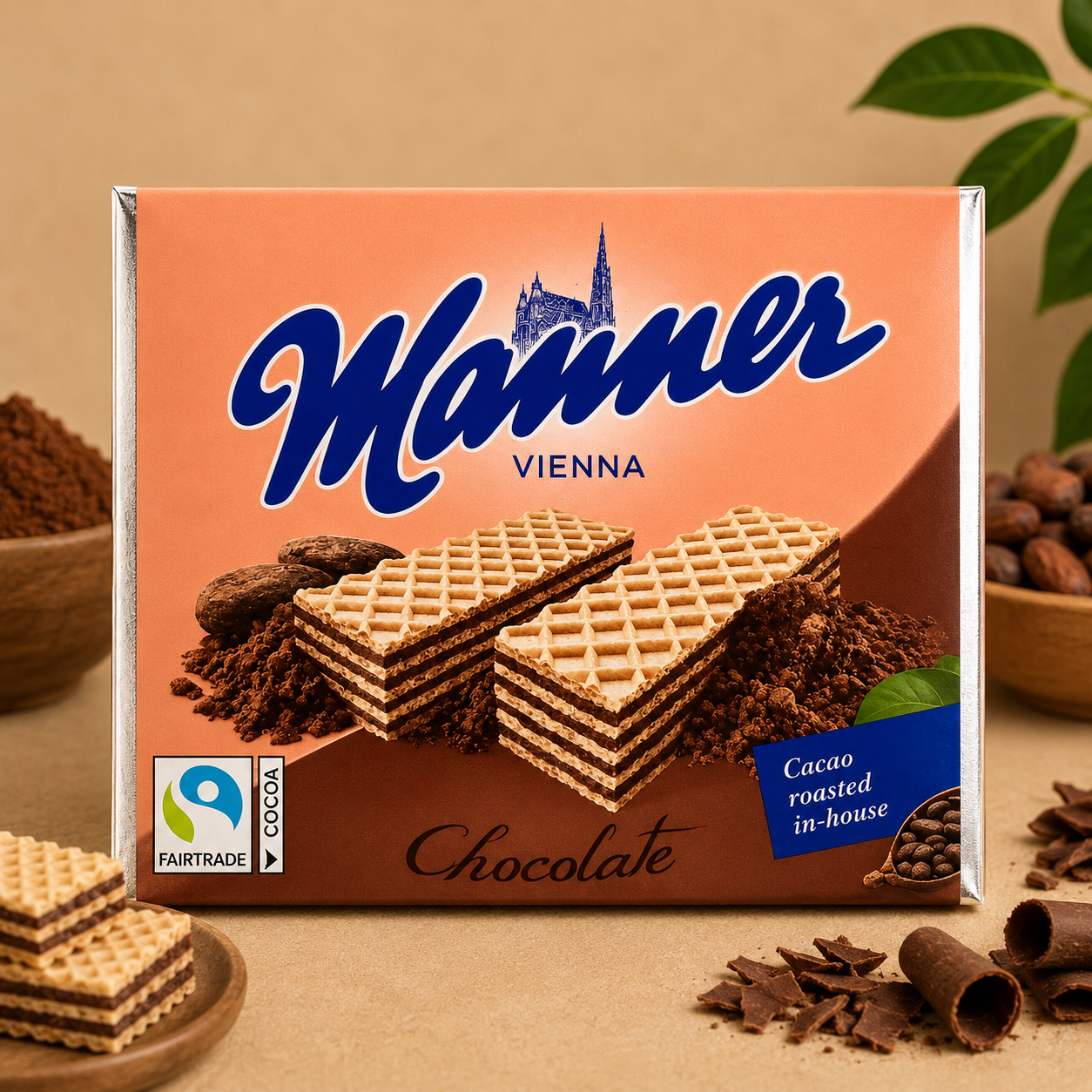 Manner Neapolitaner – Napolitane cu Cremă de Ciocolată, 75 g