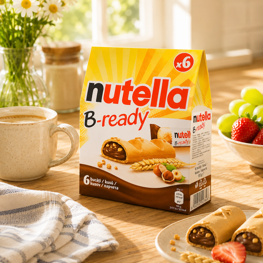 Nutella B-Ready – Batoane crocante cu cremă de alune și cacao, 6 bucăți (132 g)