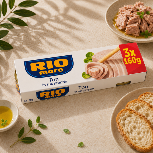RIO Mare – Ton în suc propriu, 3 × 160 g