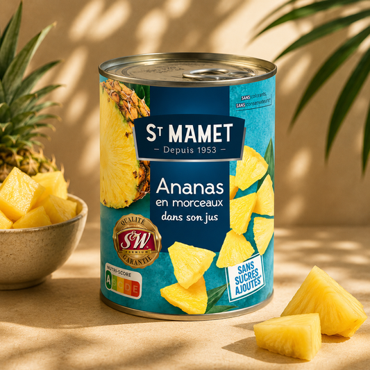 Ananas Bucăți în Suc Natural St Mamet 570g
