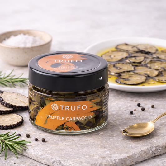 Carpaccio de Trufe Negre Trufo 110g – felii fine de trufe în ulei, delicatesă gourmet