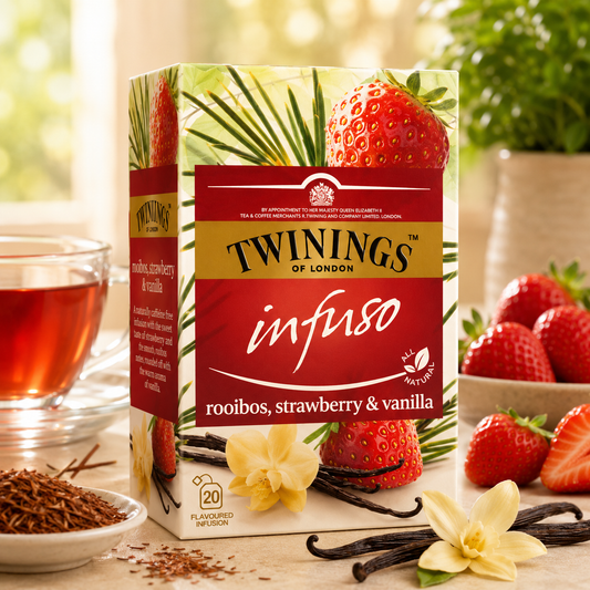 Ceai Rooibos Premium Cu Căpșuni Și Vanilie Twinings Infuso, 20 Plicuri