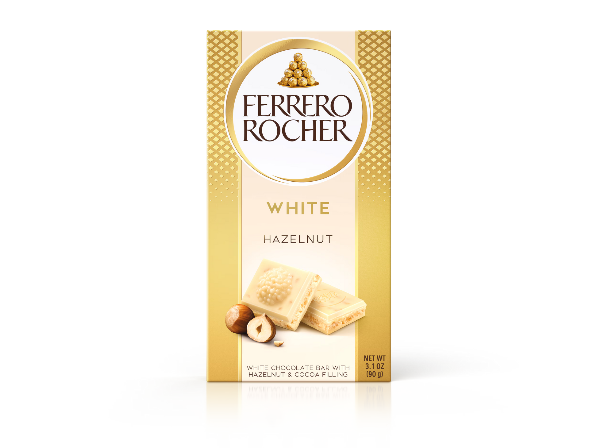 Ciocolată Albă Ferrero Rocher cu Alune de Pădure 90g | Prandium.ro