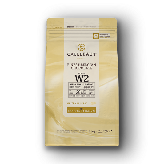 Ciocolată belgiană albă 28% cacao Callebaut Recipe W2 – 1 kg