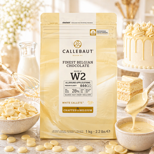 Ciocolată belgiană albă 28% cacao Callebaut Recipe W2 – 1 kg