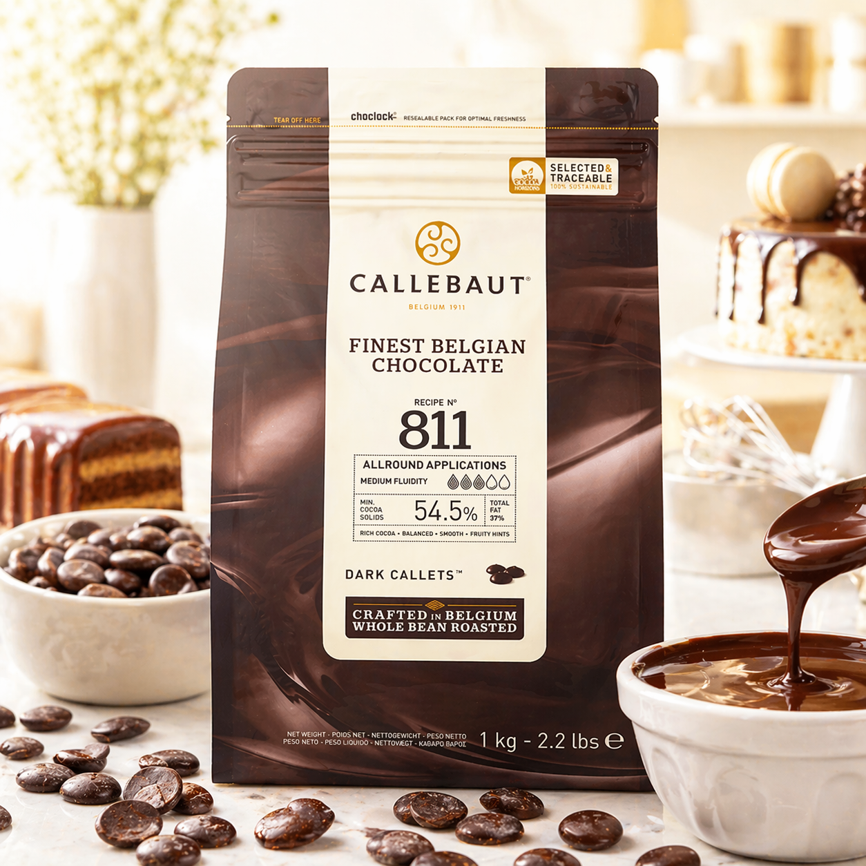 Ciocolată belgiană neagră 54,5% cacao Callebaut Recipe 811 – 1 kg