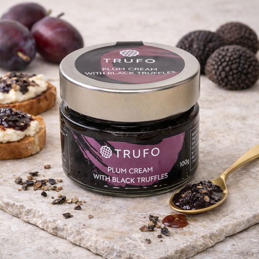 Cremă de Prune cu Trufe Negre Trufo 100g – specialitate gourmet dulce-sărată