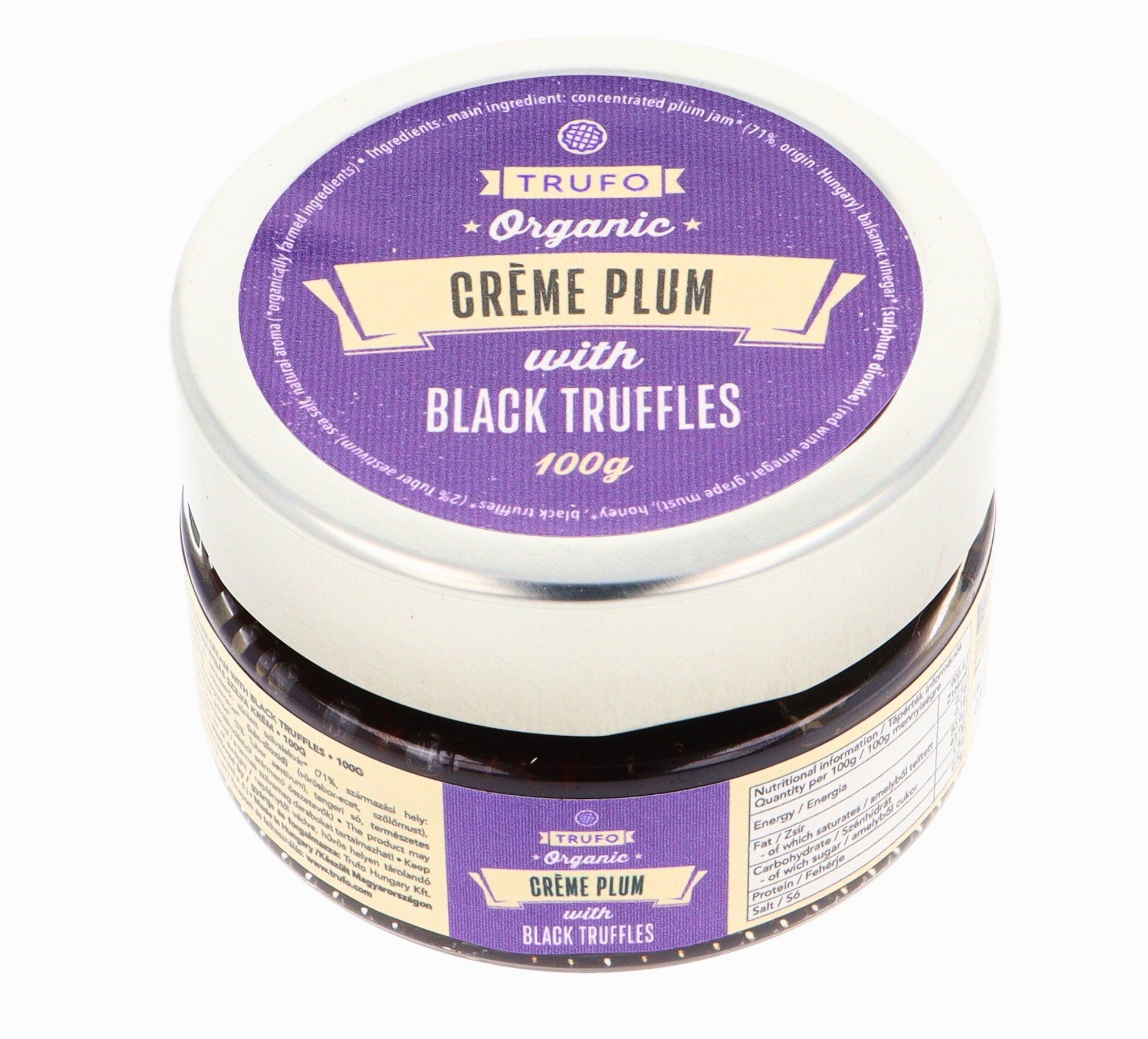Cremă de Prune cu Trufe Negre Trufo Organic 100g – delicatesă gourmet dulce-sărată