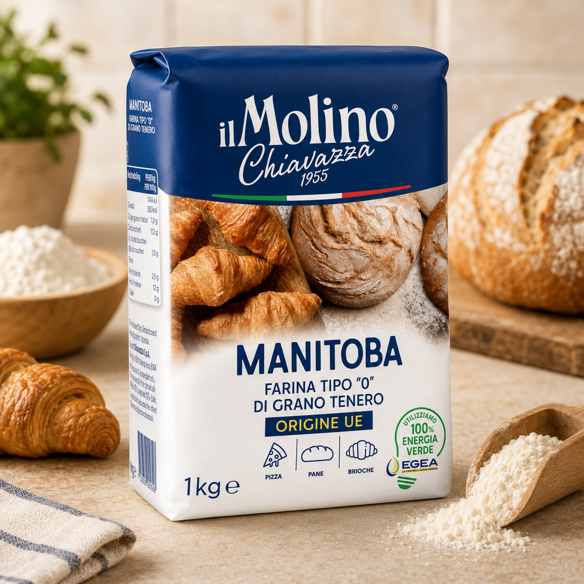 Făină Manitoba Tip 0 Il Molino Chiavazza, Pentru Pâine, Pizza și Cozonac, 1 kg