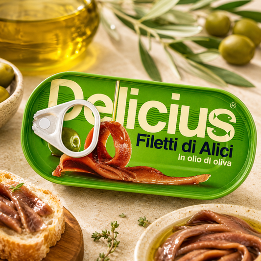 Fileuri de Anșoa în Ulei de Măsline Delicius 46g