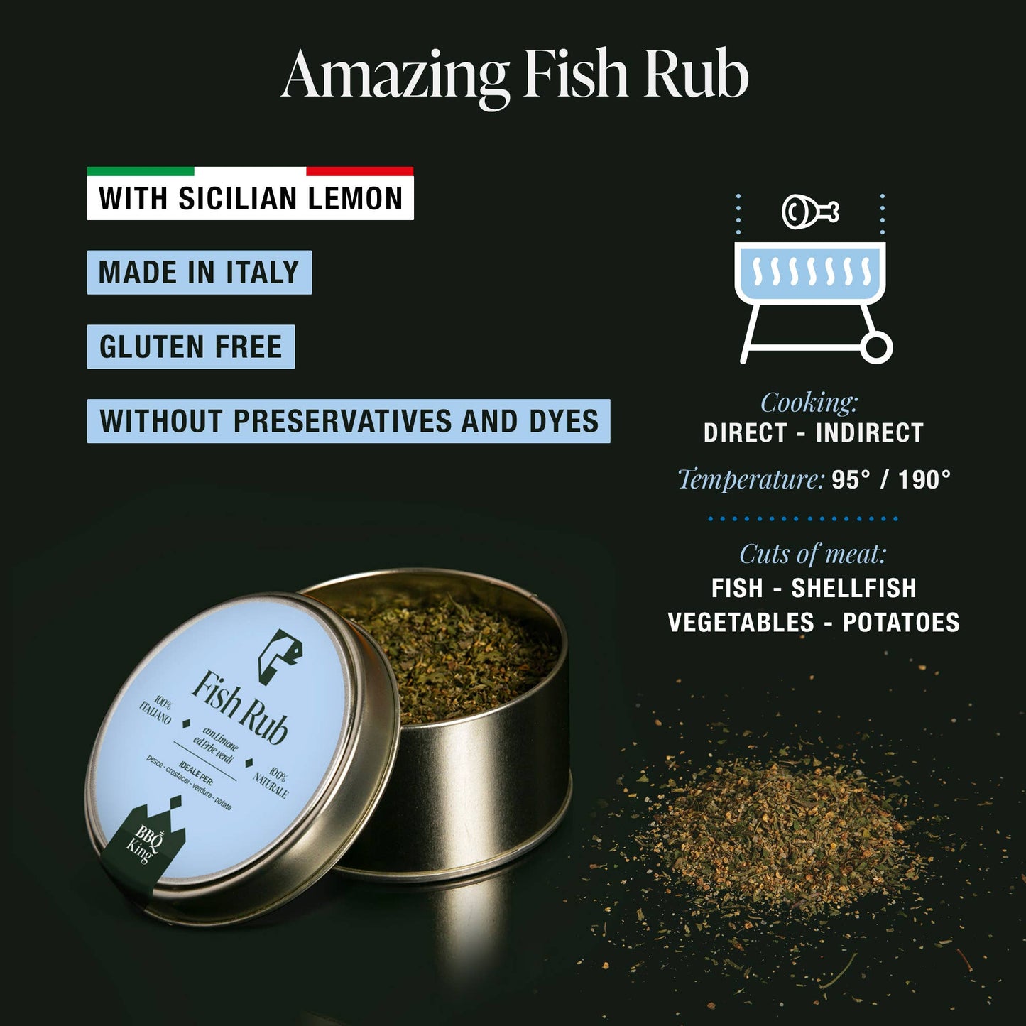 Fish Rub - Condiment Premium pentru Pește și Fructe de Mare cu Lămâie și Ierburi Aromatice 70g